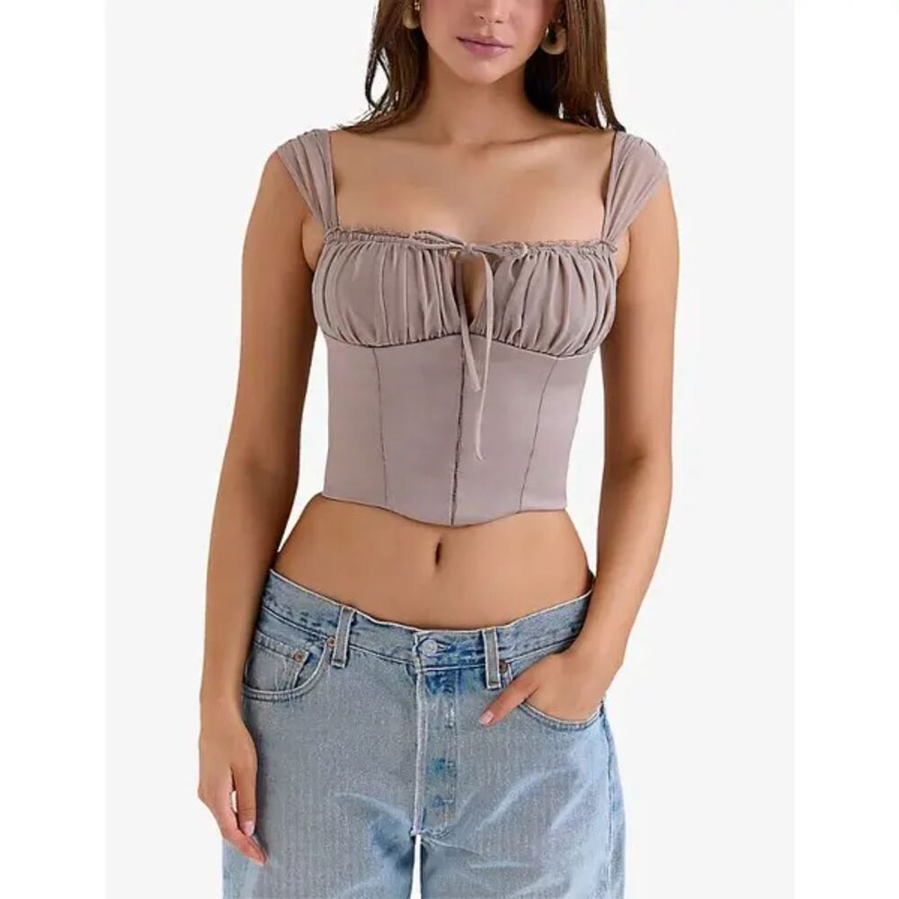House of CB 'Anja' Mocha Corset Top - Size XS (Regular cups A-C)